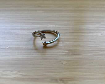 Minimalist Silver Ring, Adjustable Sterling Silver Ring, Simplistic Star Ring, Basic Jewelry, Stars Jewelry, Fashion Jewelry, Stackable ring