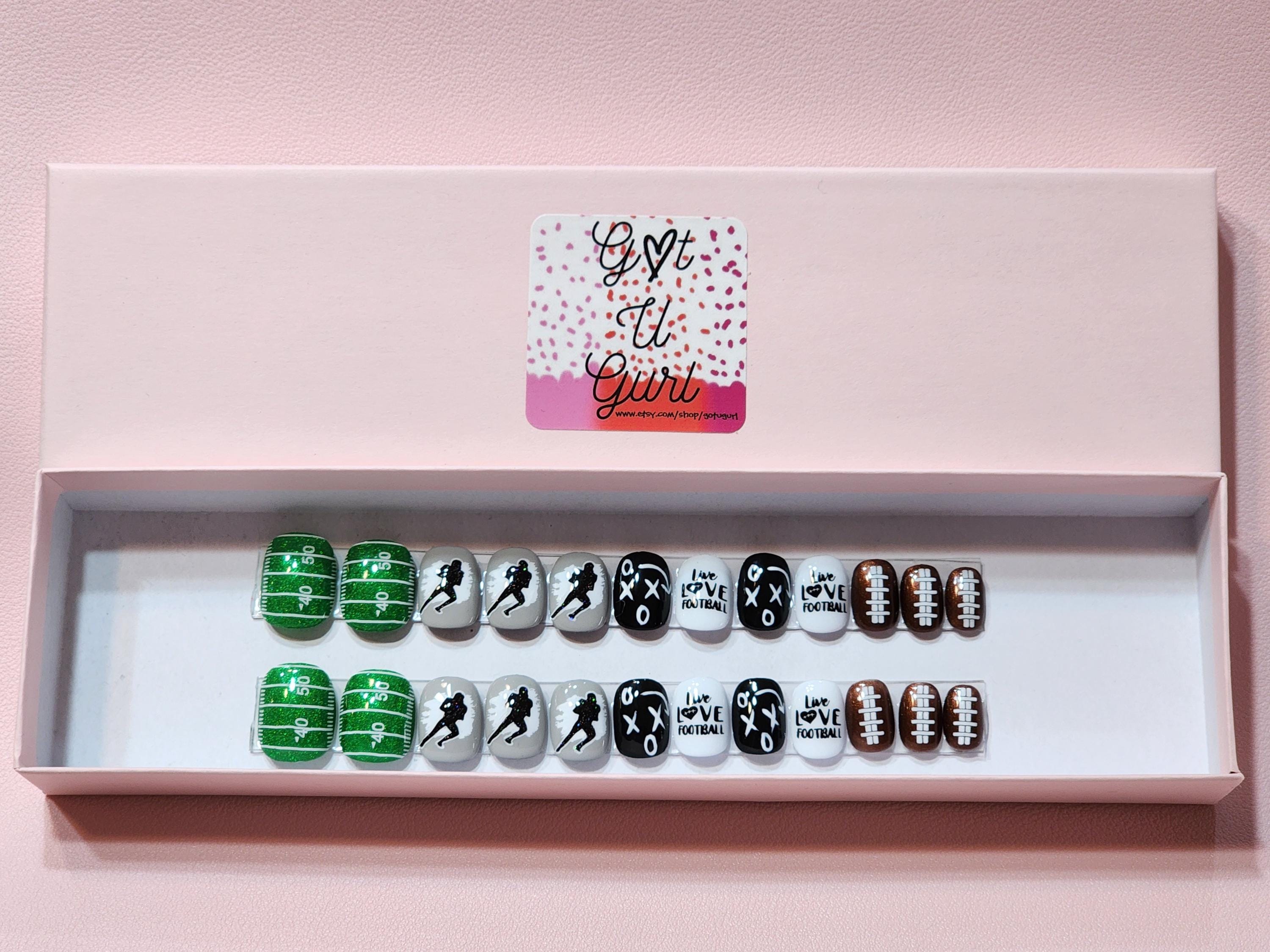 Get Ready for Game Day Football Petite / Short Press On Nails, Press On Nails, Fake Nails, Affordable, Handmade, Hand Painted