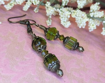 Olivine glass handmade Earrings *Hypoallergenic