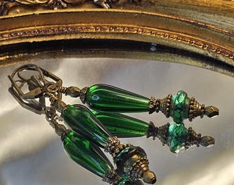 Victorian Emerald drop Earrings *Hand-made