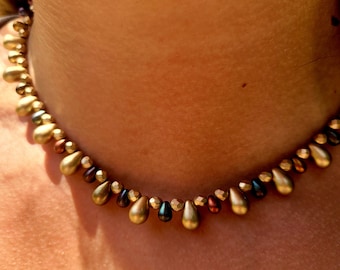 Bridgeton Göttin Choker*Matt Gold und Bronze 40 cm