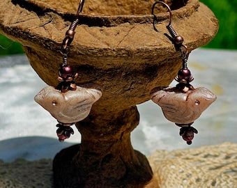 Boho Bird Earrings with Copper or Bronze*Hypoallergenic Earrings