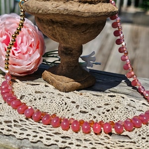 Bridgerton Collection Pink Opaque Glass Beads 16 inch Choker