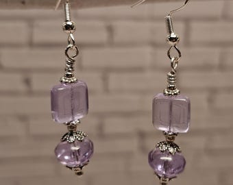 Lavender & Sterling  Silver Handmade Earrings Hypoallergenic