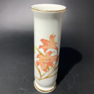 Vintage Japanese Porcelain Bud Vase: Hand-Painted Iris & Butterfly