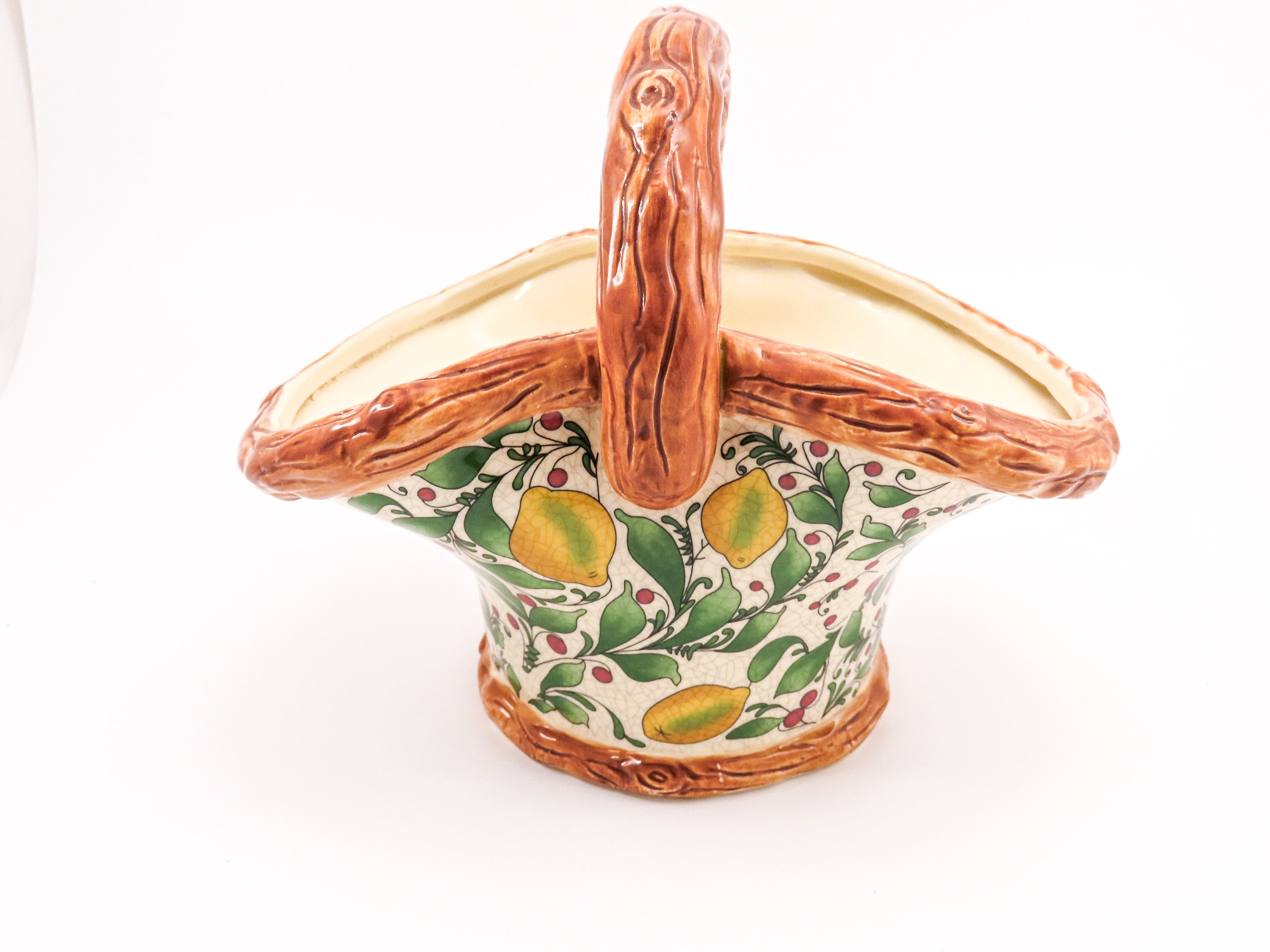 Vintage Pacific Rim Hand-painted Ceramic Multicolored Basket - Etsy