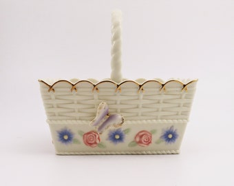 Lenox Porcelain Butterfly Basket with Gold Trim