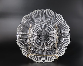 Vintage 1950s Classic Anchor Hocking Pressed Glass Deviled Egg Dish or Oyster Dish