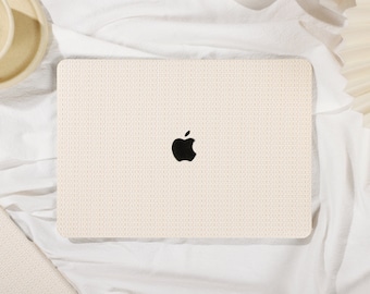 Beige Weave Personalized Leather Macbook Hard Case for New Macbook Air 11/13 Pro 13/14/16 inch Laptop M2 Air Pro 2022/2023