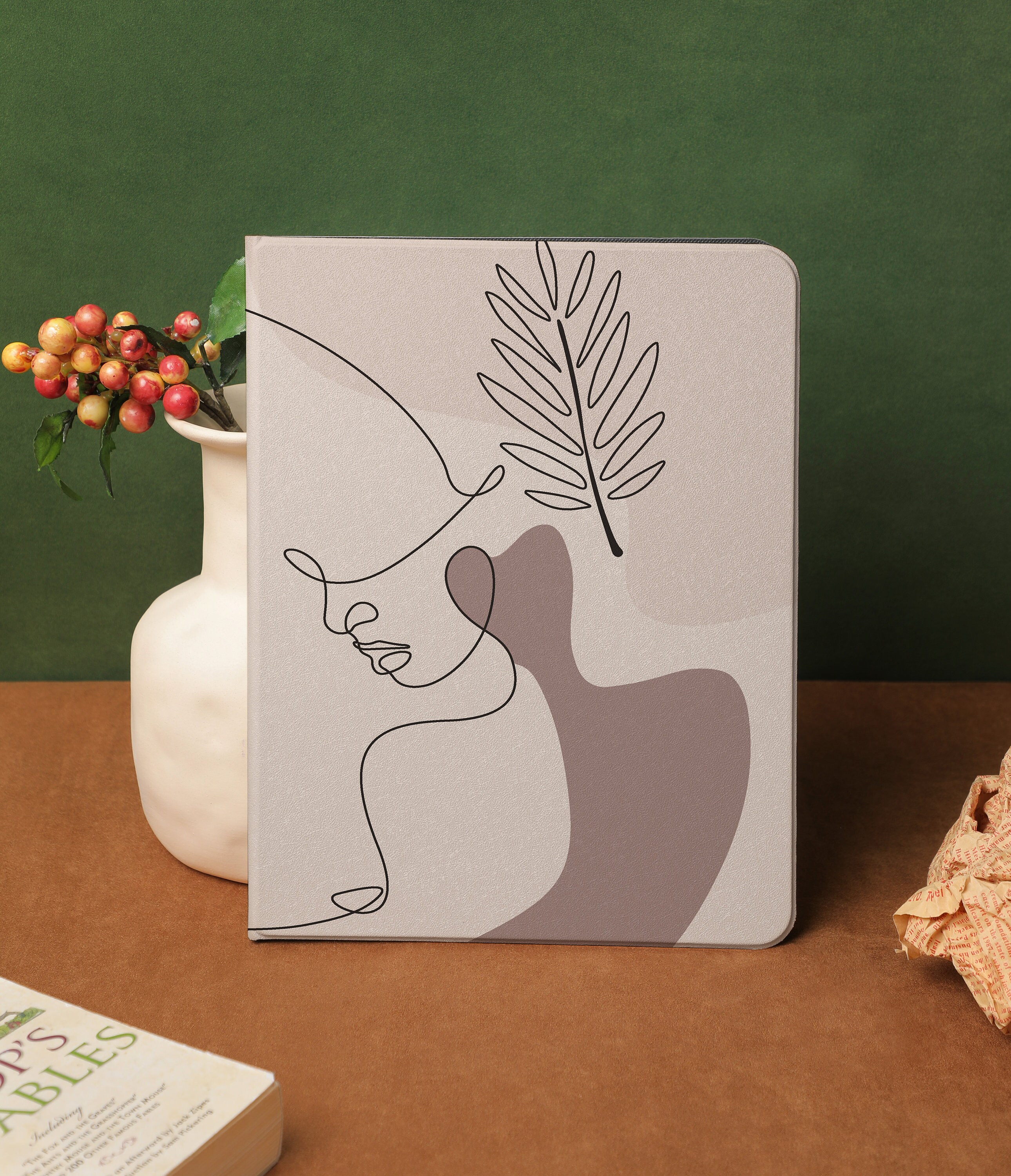 Apricot Line Art iPad case, iPad Air 5 2022, iPad Pro 11/12 iPad 9 2021, iPad 10 2022, iPad Air4, iPad mini 5 6 Custom name iPad