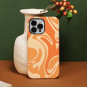 Bright Orange Swirl iPhone 14 Pro Max case, Customize iPhone Case for iPhone14 13 12 11 Pro XR XS X SE 2020 2022 7/8P