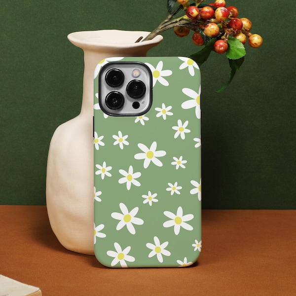 Ivory Matcha Daisy iPhone 14 Pro Max case, Customize iPhone Case for iPhone14 13 12 11 Pro XR XS X SE 2020 2022 7/8P