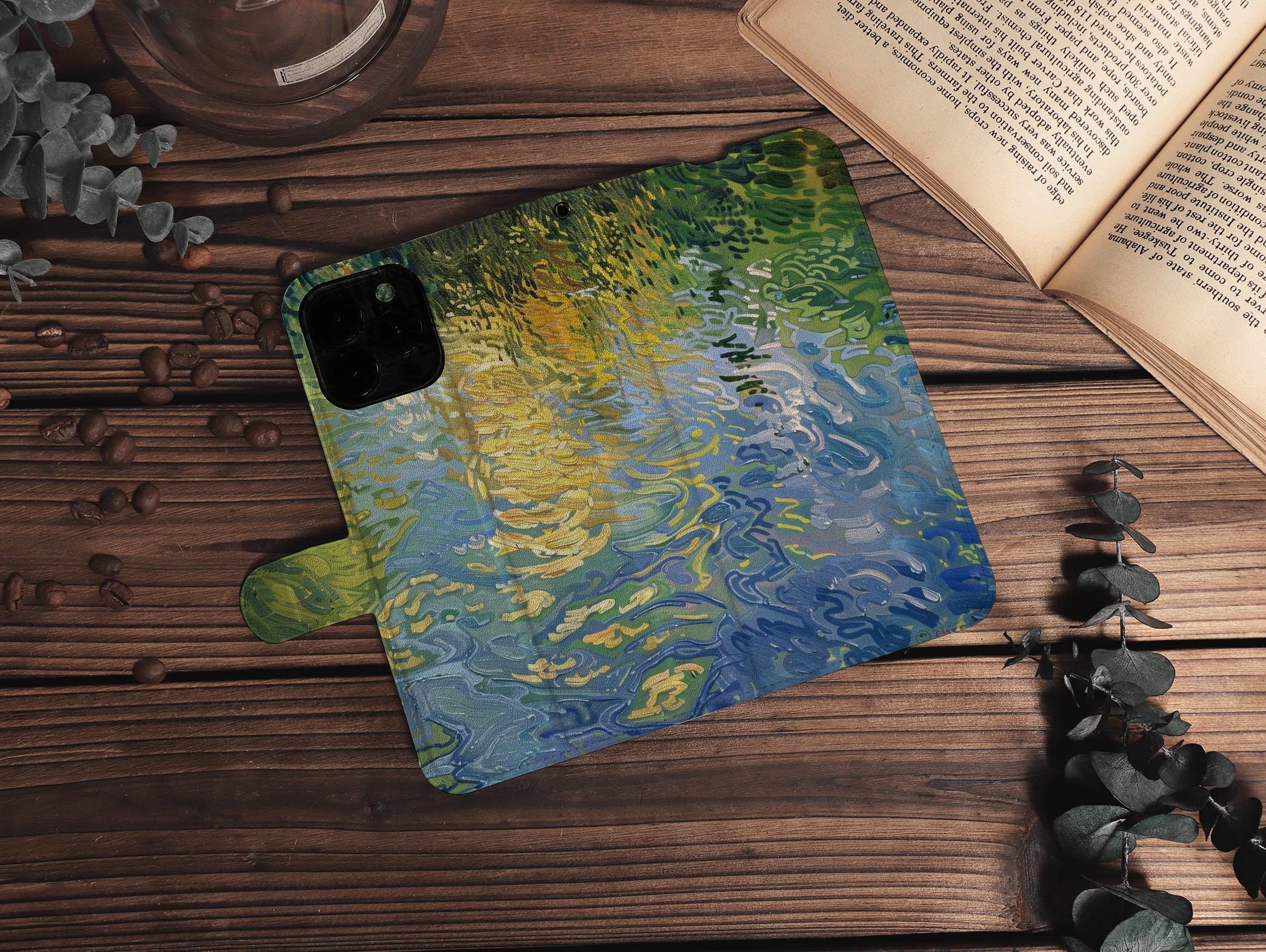 ウォーターリップルパステルパーソナライズウォレットフリップiPhoneケース、カードホルダー付きiPhoneケース、iPhone 16 15 14  13 12 11 Pro Maxケース、X/XR/XS - Etsy 日本