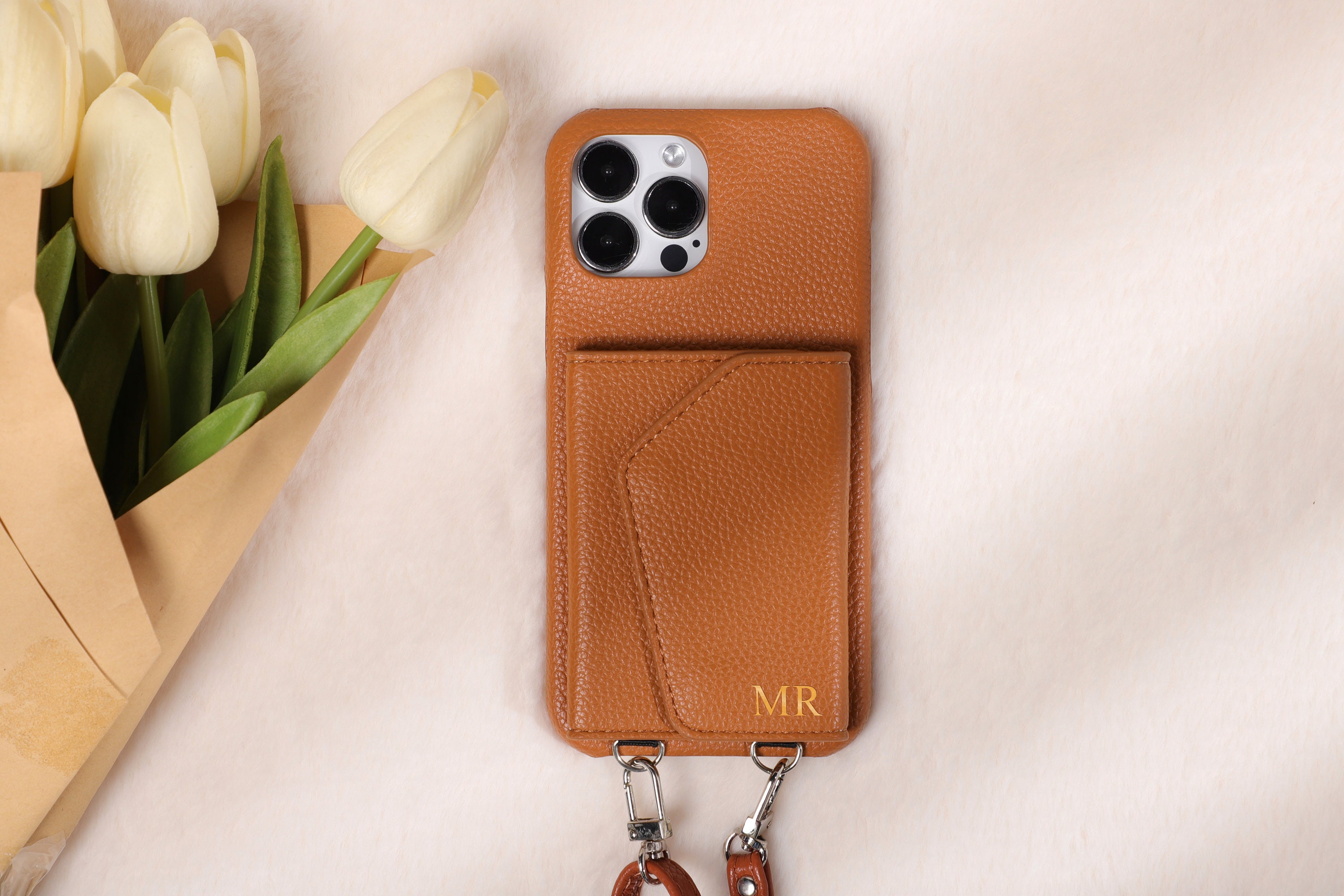 Luxury Personalise Letters Leather Flip Mirror Card Holder Crossbody Case  For iPhone 13 Pro Max 12 11 X XS XR 7 8 Plus SE3 Cover