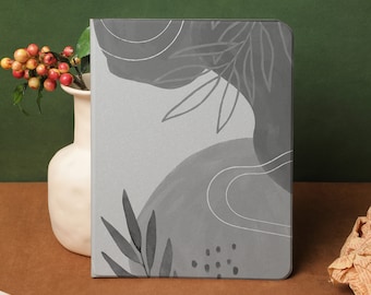 Harbor Gray Leaves iPad case, iPad Air 5 2022, iPad Pro 11/12 iPad 9 2021, iPad 8 2020, iPad Air4, iPad mini 5 6 Custom name iPad