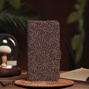 Funda tipo cartera personalizada con diseño de rama negra, con nombre grabado, estilo retro para iPhone 16, 15, 14, 13, 12, 11, XR y SE