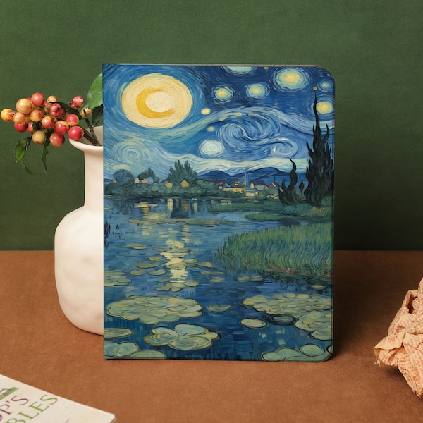 Pond Night Landscape iPad case, iPad Air 5 2022, iPad Pro 11/12 iPad 9 2021, iPad 8 2020, iPad Air4, iPad mini 5 6 Custom name iPad