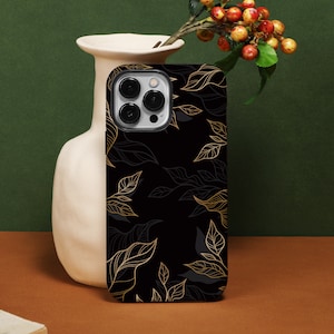 Funda Carbon Black Leaves para iPhone 14 Pro Max, personalizable para iPhone 14, 13, 12, 11 Pro, XR, XS, X, SE 2020, 2022, 7/8P