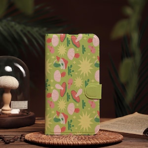 Capa de celular personalizada com arte de cogumelo brilhante, capa retrô para iPhone com nome gravado para 16 15 14 13 12 11 XR SE