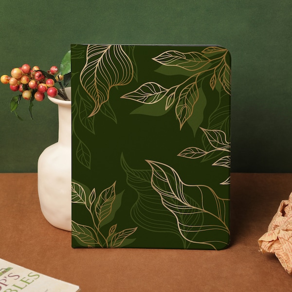 Olive Green Leaves iPad case, iPad Air 5 2022, iPad Pro 11/12 iPad 9 2021, iPad 10 2022, iPad Air4, iPad mini 5 6 Custom name iPad