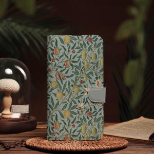 Funda tipo cartera personalizada con diseño de fruta o granada, con nombre grabado, para iPhone 16, 15, 14, 13, 12, 11 XR SE
