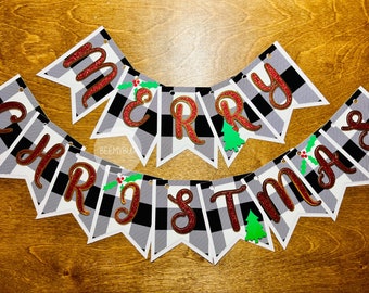 Mini Merry Christmas Banner, Christmas Decor, Mantle Fireplace Decor