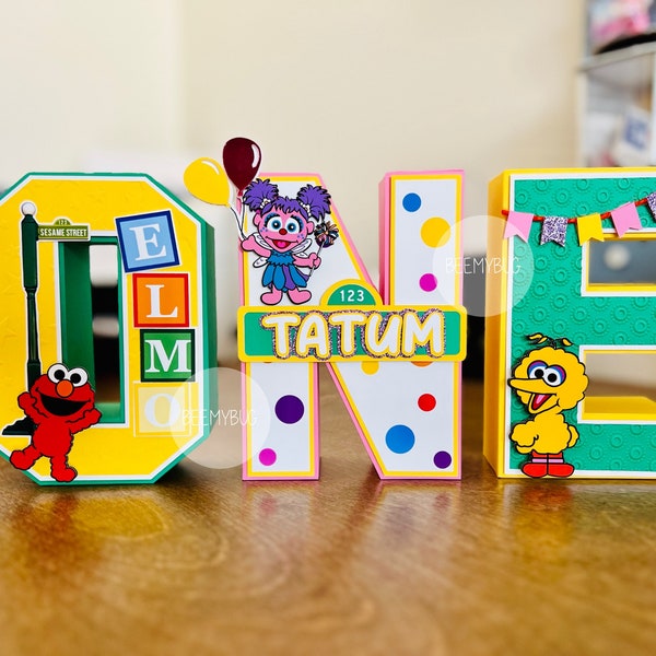 Sesame 3-D Letters | Sesame Birthday | Birthday Decor | Sesame Street | 3-D Letters | Handmade