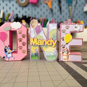 Blue Dog 3-D Letters | Blue Dog Birthday | Birthday Decor | Party Decor | Girl Birthday | 3-D Custom Letter(s) | 3-D Number(s) | Handmade