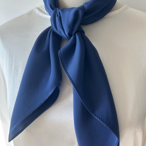 Pure Natural Mulberry Silk Scarf 26' x 26 Medium Dark Blue Plain Silk Neckerchief Hair Scarf Silk Scarf Gift Fashion Scarf for Her Him image 6