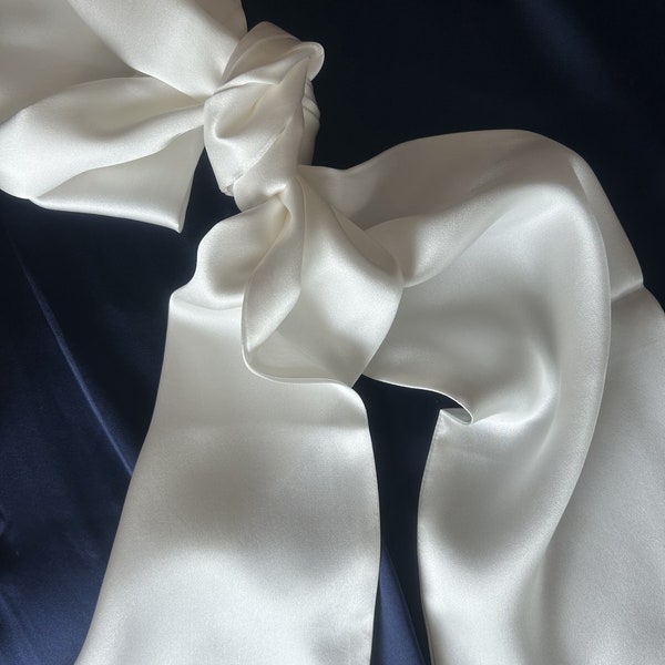 Pure Natural Mulberry Silk Narrow Long Scarf 59" x 6.3" White Silk Neck Scarf Hair Scarf Accent Fashion Silk Scarf Silk Scarf Gift