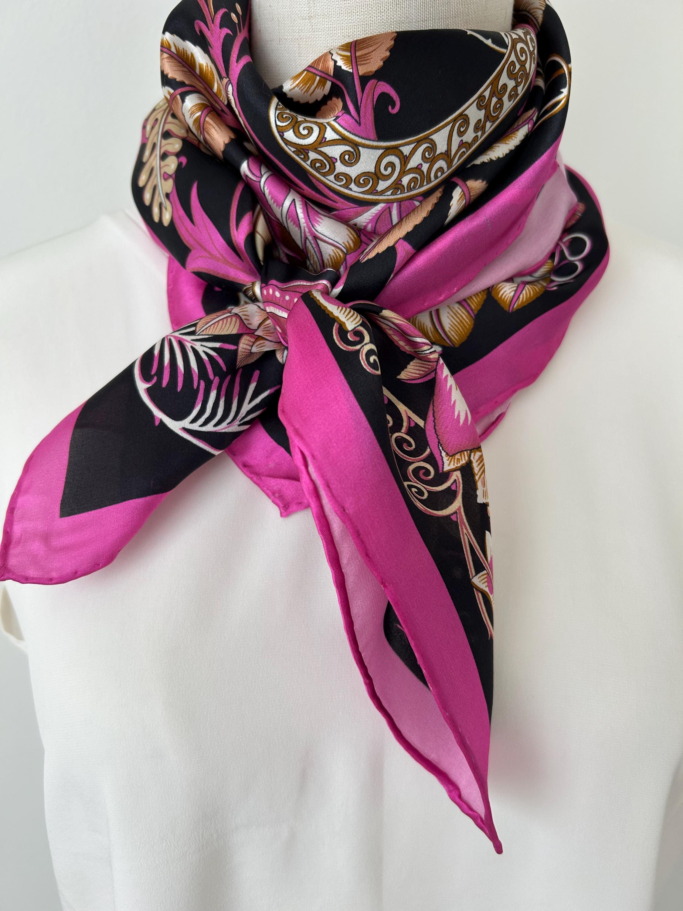 Pink Black Scarf - Etsy