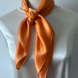 100% Natural Mulberry Silk Scarf 26&quot; x 26&quot; Plain Scarf Orange Silk Neckerchief Bandana Hair Scarf Shirt Scarf Fashion Plain Silk Scarf Gift