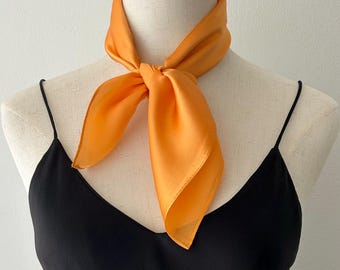 Orange Mulberry Silk Scarf: Small Square Neckerchief (21" x 21")