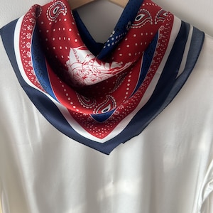 100% Natural Mulberry Silk 26&quot; x 26&quot; Square Scarf Vibrant Red Blue White Silk Neckerchief Silk Hair Scarf Wrist Scarf Silk Scarf Gift