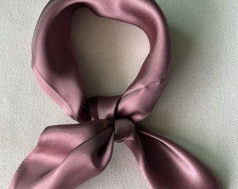 100% Natural Mulberry Silk 21&quot; x 21&quot; Small Scarf Dark Pastel Pink Rose Silk Neckerchief Silk Hair Scarf Bag Silk Scarf Fashion Scarf Gift