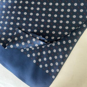 100% Natural Mulberry Silk 63&quot;x11&quot; Long Silk Scarf Dark Navy Patterned Man Silk Scarf Accessory Blue Neck Scarf Coat Silk Scarf Gift for Him