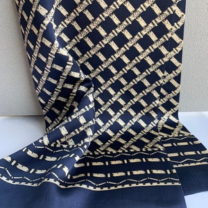 100% Natural Mulberry Silk Luxurious Long Scarf 63&quot; x 11&quot; Navy Blue Patterned Man Silk Neck Scarf Accessory Man Scarf Gift