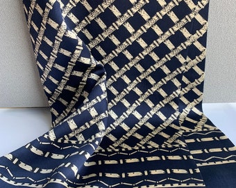 100% Natural Mulberry Silk Luxurious Long Scarf 62" x 11" Navy Blue Patterned Man Silk Neck Scarf Accessory Gift