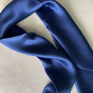 Pure Natural Mulberry Silk Scarf 26' x 26 Medium Dark Blue Plain Silk Neckerchief Hair Scarf Silk Scarf Gift Fashion Scarf for Her Him image 5