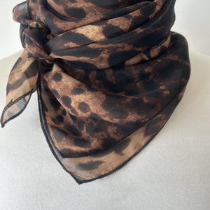 小物 MASU 21AW FUR PRINT SILK SCARF- BROWN Brown Silk Chiffon Scarf With Leopard Print - Leopard