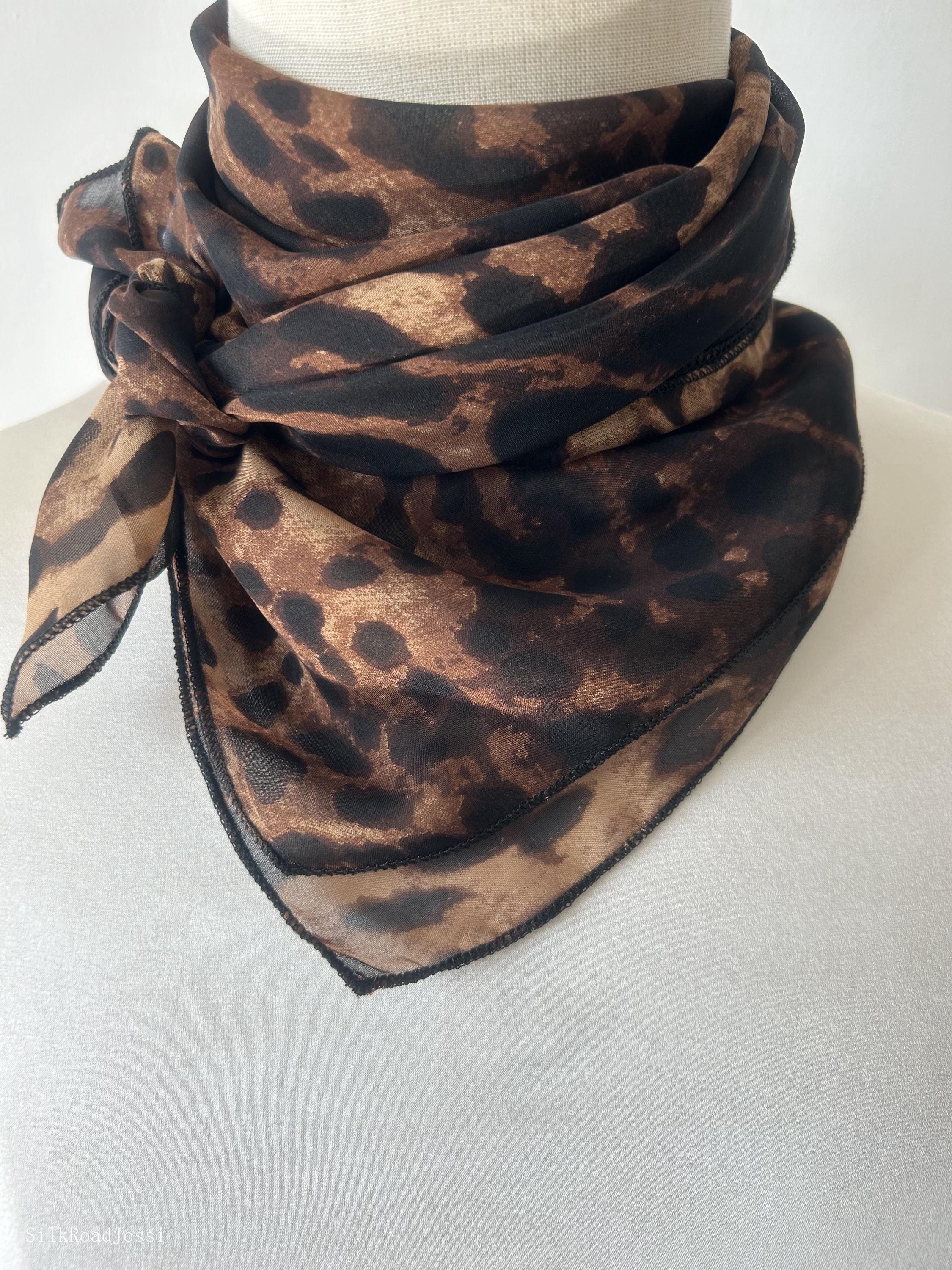 小物 MASU 21AW FUR PRINT SILK SCARF- BROWN 即完 21AW MASU FUR PRINT SILK SCARF- BROWN Printed silk scarf