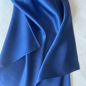 Pure Natural Mulberry Silk Scarf 26' x 26 Medium Dark Blue Plain Silk Neckerchief Hair Scarf Silk Scarf Gift Fashion Scarf for Her Him image 7