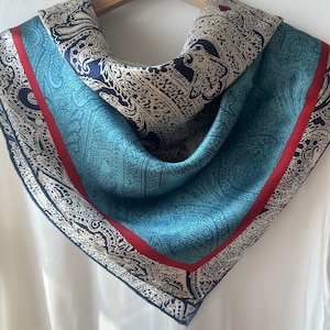100% Natural Mulberry Silk 43&quot; x 43&quot; Large Square Silk Scarf Ruby Sapphire Silk Neck Scarf Head Scarf Silk Hair Wrap Silk Dress Shawl Gift