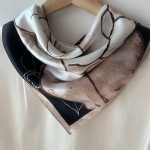 100% Natural Mulberry Silk Square Scarf 26&quot; x 26&quot; Camellia Floral Print Silk Neckerchief Pony Scarf Shirt Scarf Bag Silk Scarf Gift