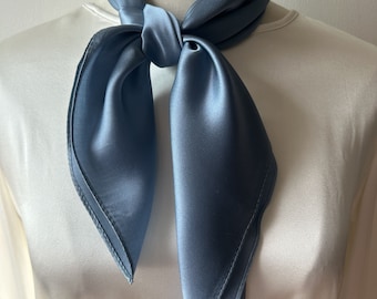 100% Natural Mulberry Silk 26"' x 26" Greyish Blue Plain Color Silk Neckerchief Headband Hair Scarf Wrist Scarf Purse Scarf Fashion Scarf