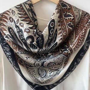 Silk Scarf Beige and Black - Etsy