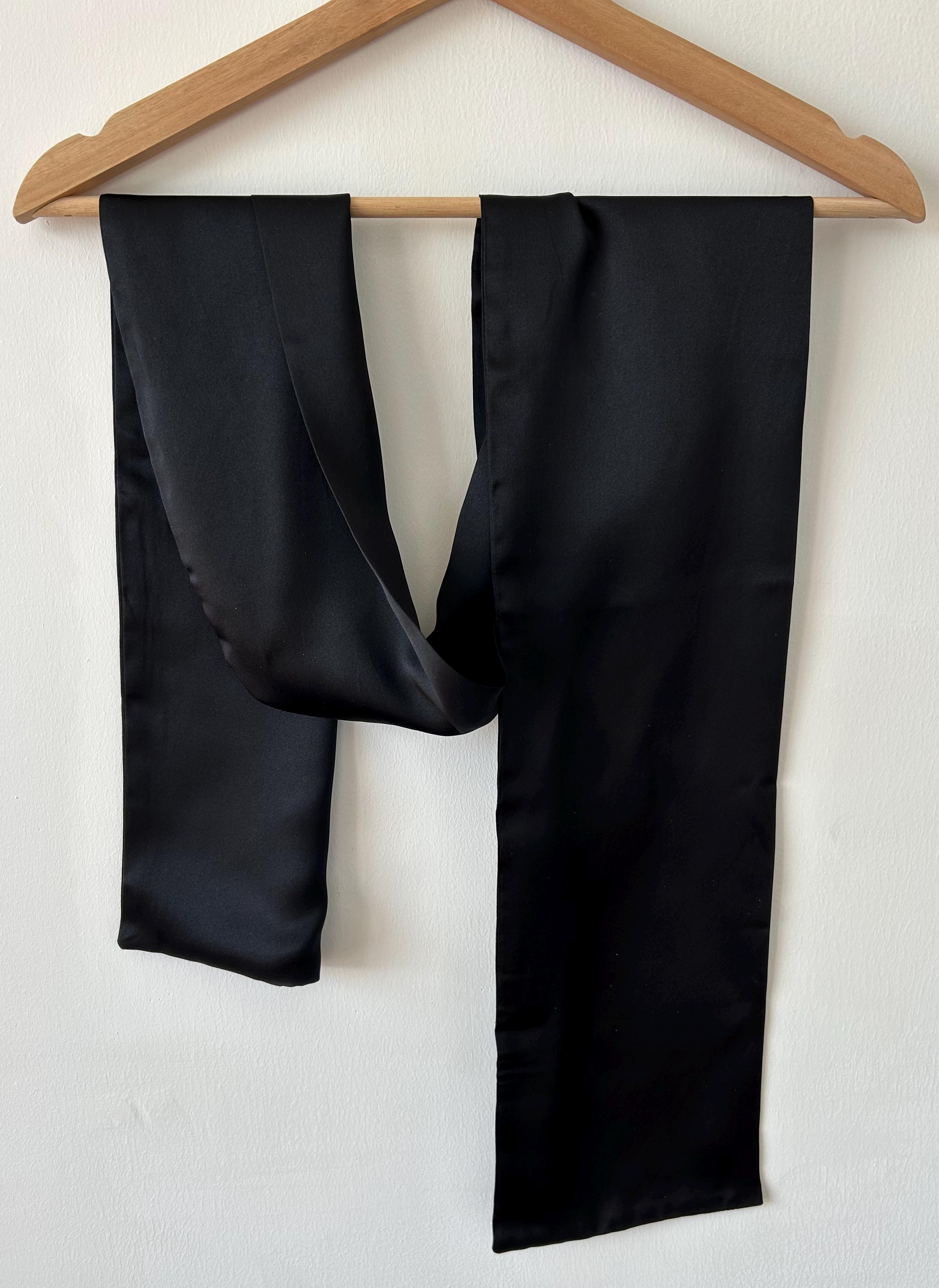 Pure Black Mulberry Silk Neck Scarf 100% Mulberry Silk 36 main image 2