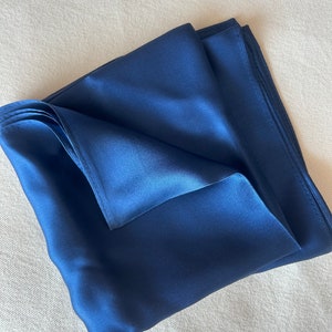 Pure Natural Mulberry Silk Scarf 26' x 26 Medium Dark Blue Plain Silk Neckerchief Hair Scarf Silk Scarf Gift Fashion Scarf for Her Him image 8