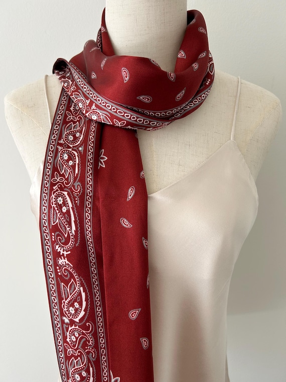Red Dot and Paisley Mulberry Silk Neck Scarf s-l400.jpg main image 3