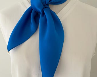 Vibrant Blue Mulberry Silk Scarf: 26" Square Neckerchief